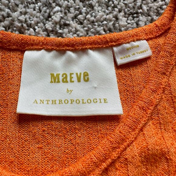 Maeve Anthropologie orange ribbed cut-out tank top size M - Picture 7 of 12